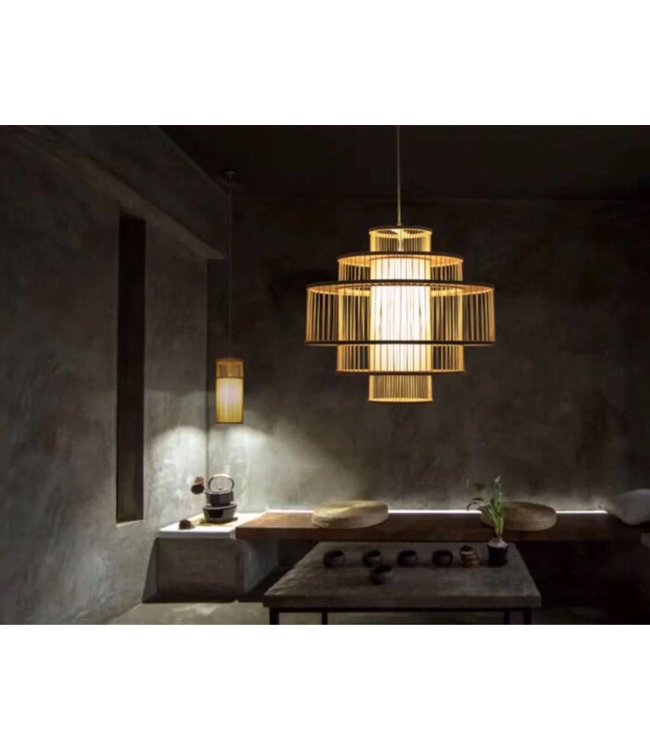 Bamboo Lampshade Pendant Light Handmade - Leona D60xH60cm