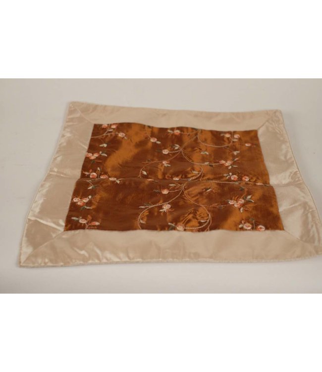 Chinese Cushion Cover Flowers Brown 45x45cm Without Filling