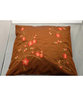 Fine Asianliving Fodera per Cuscino Cinese Sakura Cherry Blossoms Marrone 45x45cm Senza Riempimento