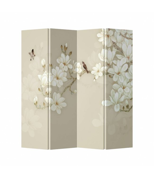 Room Divider Privacy Screen 4 Panels W160xH180cm Beige Blossom