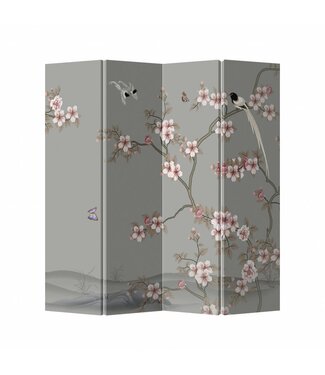 Fine Asianliving Chinees Kamerscherm Oosters Scheidingswand B160xH180cm 4 Panelen Licht Roze Sakura