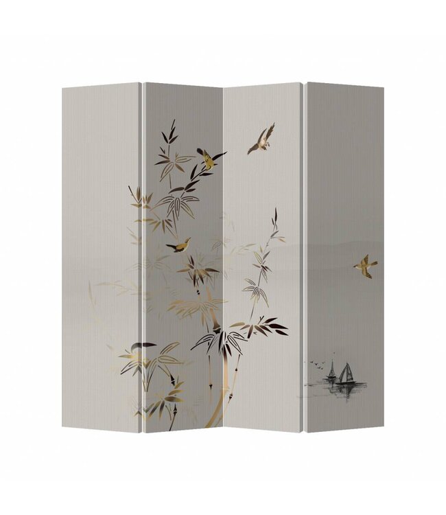 Room Divider Privacy Screen 4 Panels W160xH180cm White Bamboo