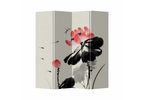 Fine Asianliving Chinees Kamerscherm Oosters Scheidingswand B160xH180cm 4 Panelen Lotus