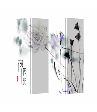 Fine Asianliving Chinees Kamerscherm Oosters Scheidingswand B160xH180cm 4 Panelen Lila Lotus