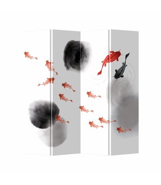 Fine Asianliving Chinese Oriental Room Divider Folding Privacy Screen 4 Panel Koi Fish L160xH180cm