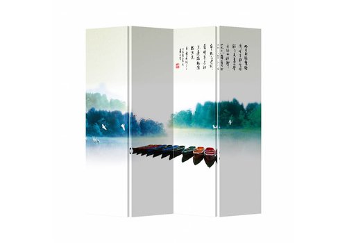 Fine Asianliving Chinees Kamerscherm Oosters Scheidingswand B160xH180cm 4 Panelen Bootjes