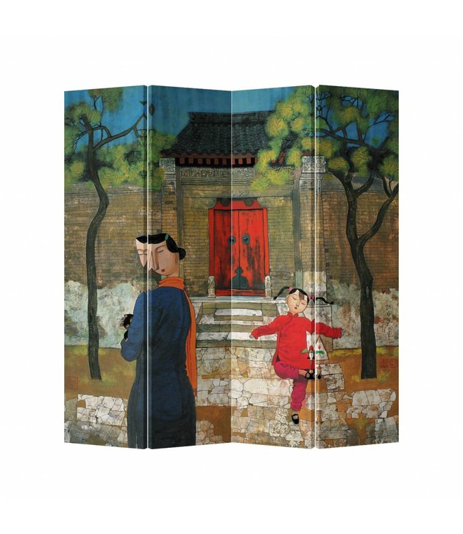 Paravent Chinois L160xH180cm 4 Panneaux Enfants Jouant