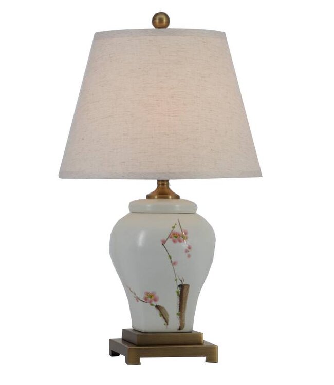 Lampe de Table en Porcelaine Chinoise Fleurs