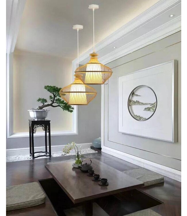 Bamboo Lampshade Pendant Light Handmade - Ophelia D46xH40cm