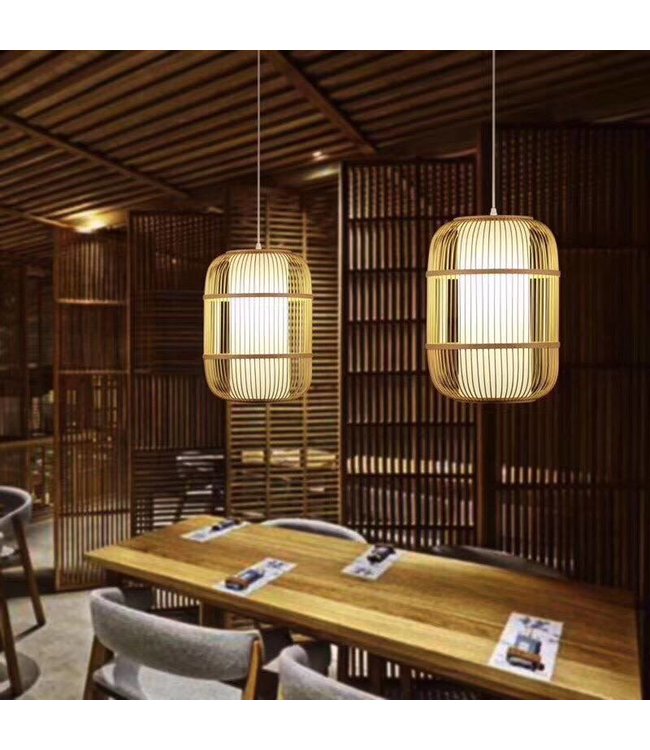 Bamboo Lampshade Pendant Light Handmade - Dior D35xH50cm