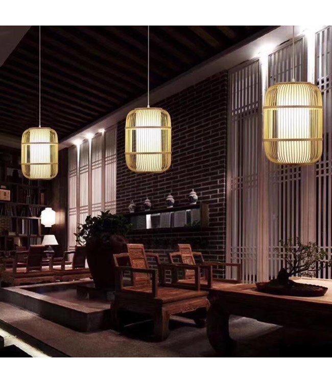 Bamboo Lampshade Pendant Light Handmade - Dior D35xH50cm