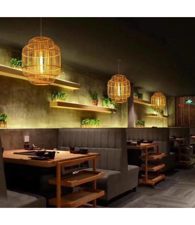 Bamboo Lampshade Pendant Light Handmade - Evon D50xH60cm