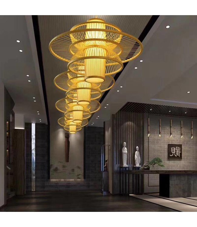 Bamboo Lampshade Pendant Light Handmade - Nicole D60xH56cm