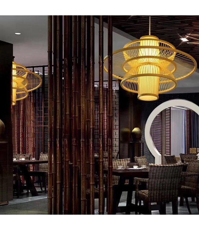 Bamboo Lampshade Pendant Light Handmade - Nicole D60xH56cm