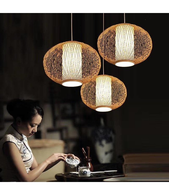 Bamboo Lampshade Pendant Light Handmade -  Sophia D40xH33cm