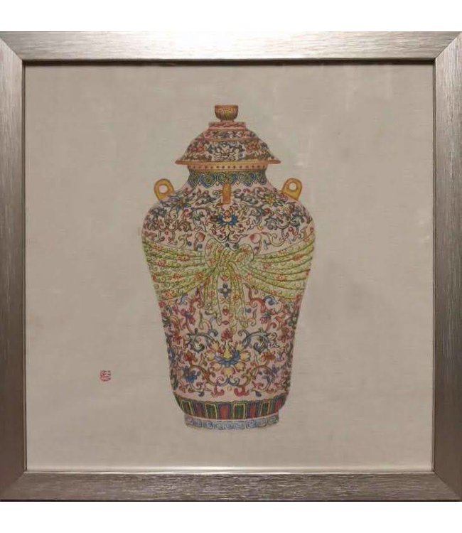 Chinese Painting with Frame Chinese Pot W35xD3xH35cm