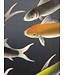 Oriental Wall Art Painted Koi Fishes 100% Pure Silk Set/2 650x1200mm