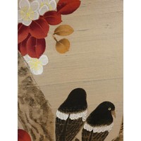 Oosters Schilderij Beschilderde Vogels op Puur Zijde 900x900mm