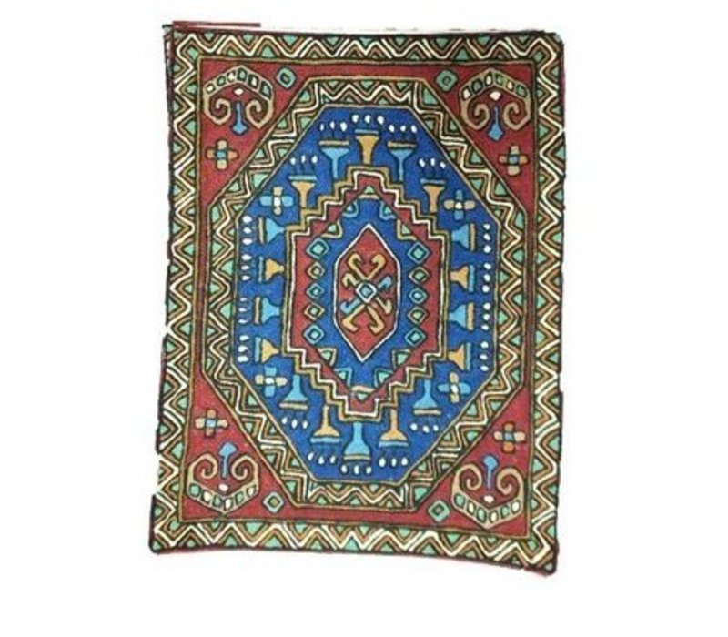 Large Cushion Nepal Abstract Flowers Red, Green and Blue and Cross