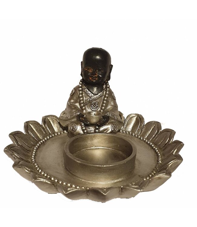 Seated monk In Lotus candle Holder