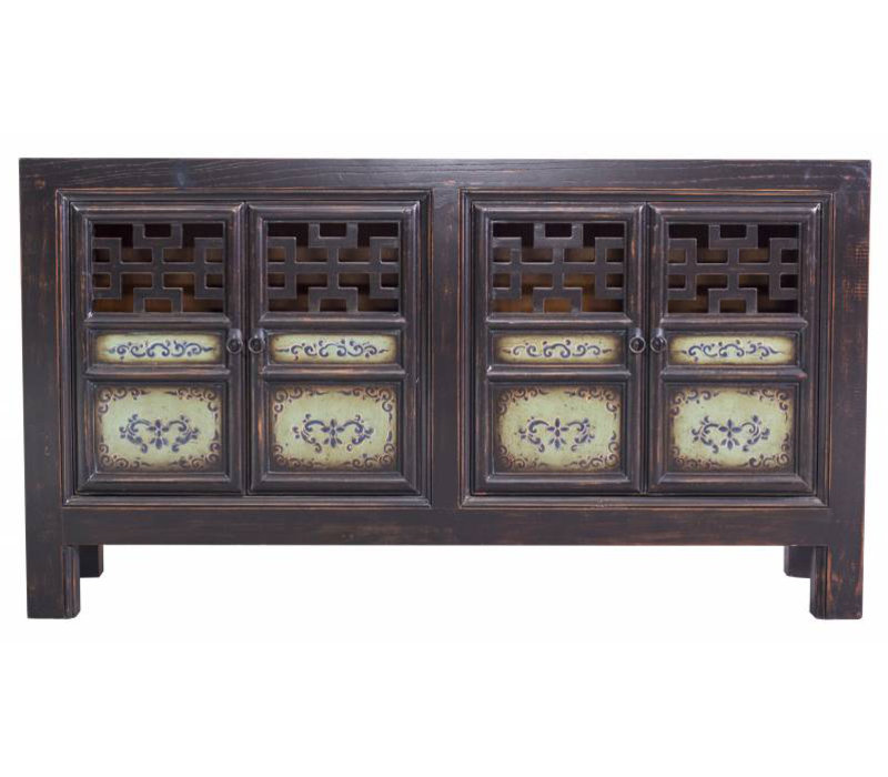 Black Chinese Cupboard White Open Details Orientique