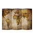 Fine Asianliving Paravento Separè Divisorio Interno L240xA180cm Mappa del Mondo 6 Pannelli