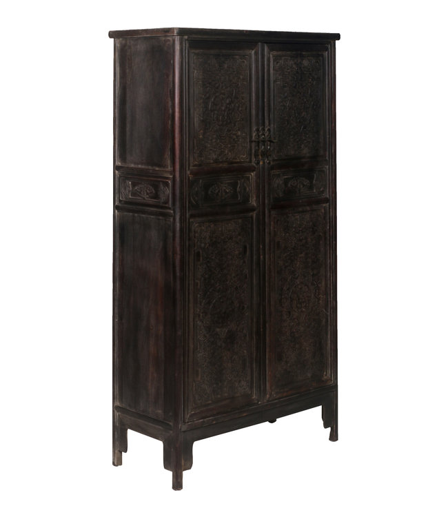 Antieke Chinese Bruidskasten Set/2 Handgesneden B86xD39xH168cm