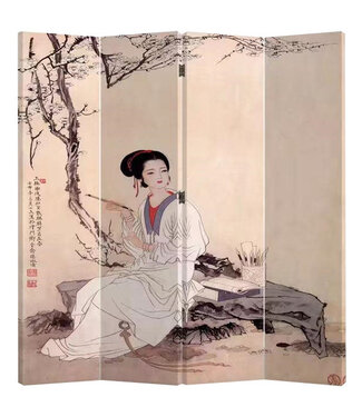 Fine Asianliving Chinees Kamerscherm Oosters Scheidingswand B160xH180cm 4 Panelen Chinese Vrouw