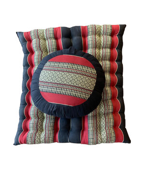 Fine Asianliving Juego de Cojín y Colchón Tailandés: Cojín de Meditación Zafu D.40xH20cm y Zabuton enrollable 76x72cm