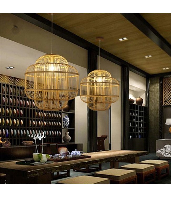 Bamboo Lampshade Pendant Light Handmade - Evon D50xH60cm