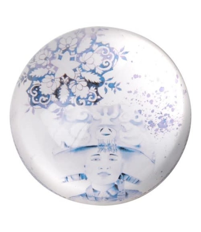 Paperweight Chinese Emperor Blue White Diameter 10cm