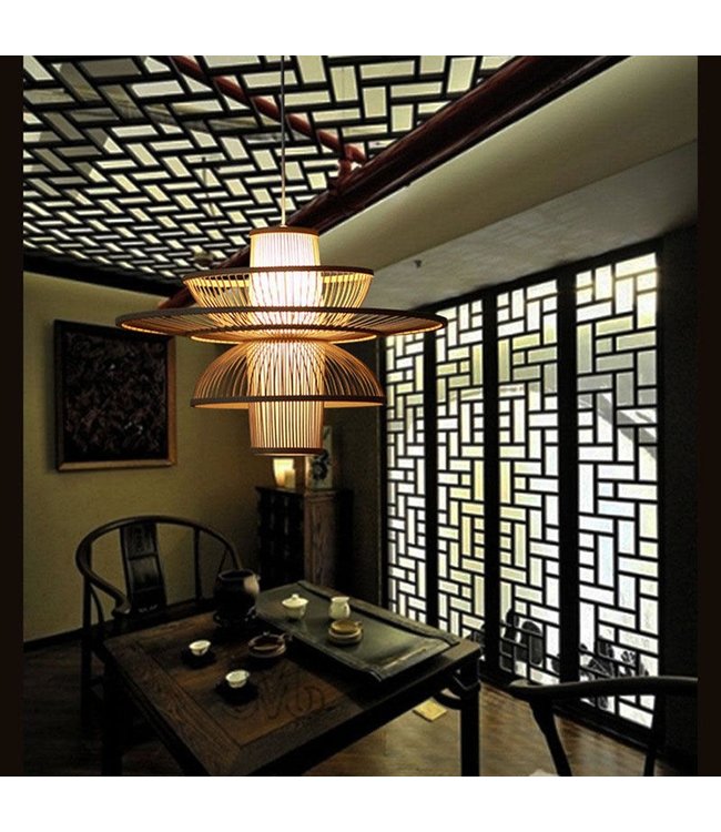 Bamboo Lampshade Pendant Light Handmade - Nicole D60xH56cm