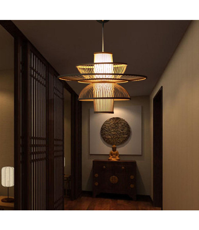 Bamboo Lampshade Pendant Light Handmade - Nicole D60xH56cm