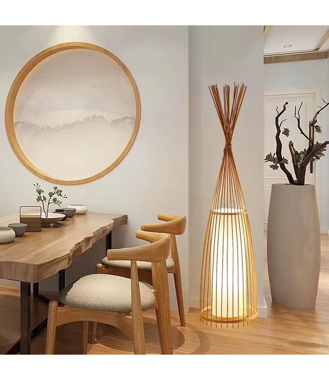 Bambus Stehlampe Handgefertigt - Nora B25xT25H158cm