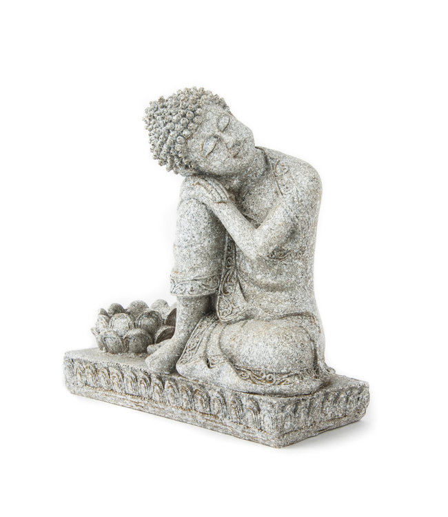 Boeddha met kaarshouder Grijs 17.5cm