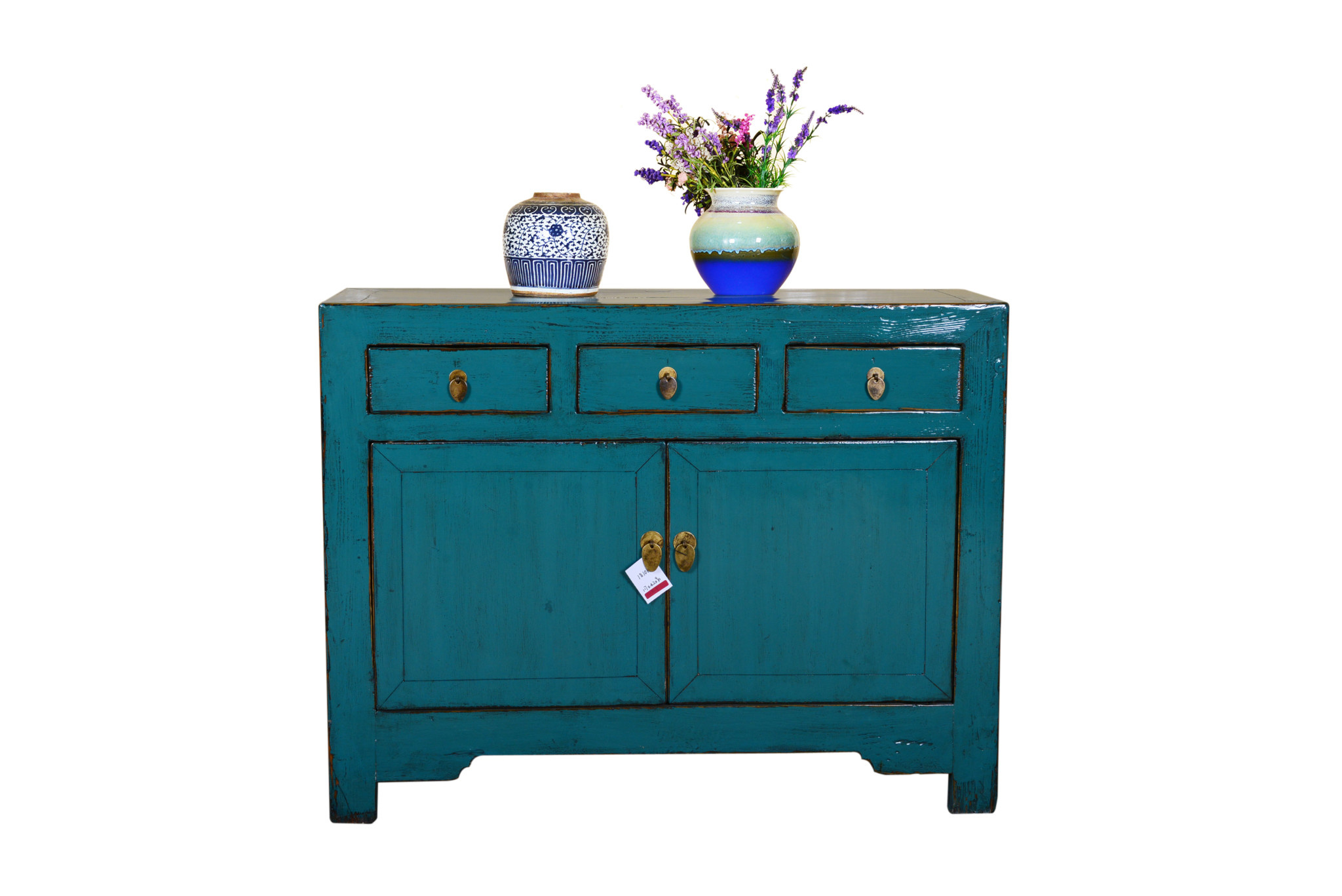 Fine Asianliving Antique Sideboard Hand Painted Teal 117x42x90cm