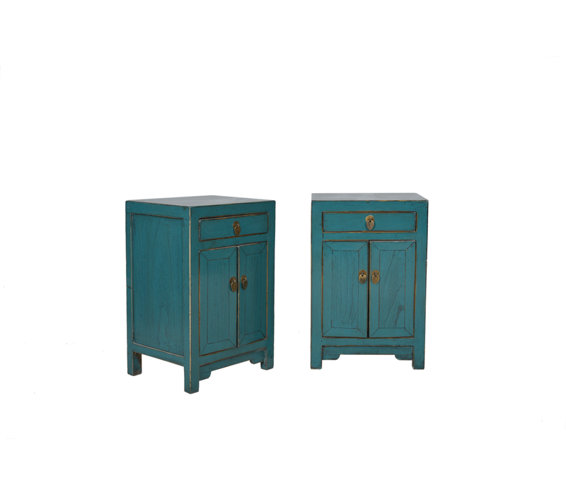 Fine Asianliving Designed Chinese Bedside Table Teal 40x32x60cm Designed Chinese Bedside Table Teal