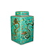 Fine Asianliving Chinesische Vase mit Deckel Porzellan Handbemalt Drachen Grün B18xT18xH34cm