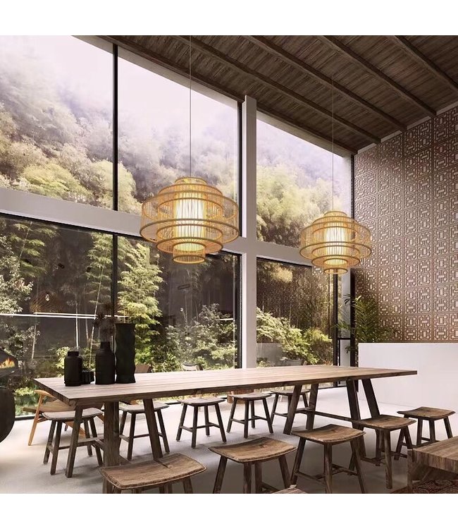 Bamboo Lampshade Pendant Light Handmade - Lena D50xH50cm