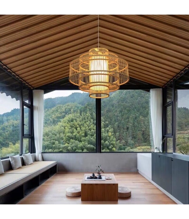 Bamboo Lampshade Pendant Light Handmade - Lena D50xH50cm