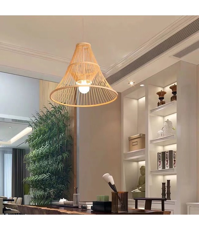 Lampada a Sospensione in Bambù Fatta a Mano - Maycee L49xP49xA49cm