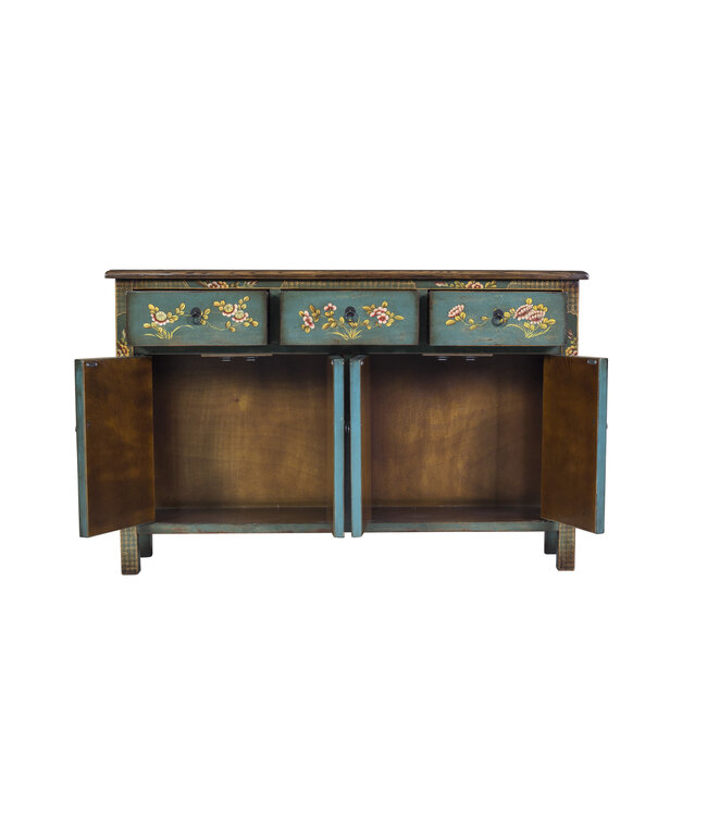 Chinees Dressoir Blauw Handbeschilderd