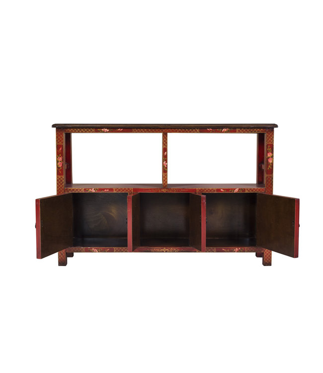 Chinees Dressoir Rood Handbeschilderd B140xD33xH90cm