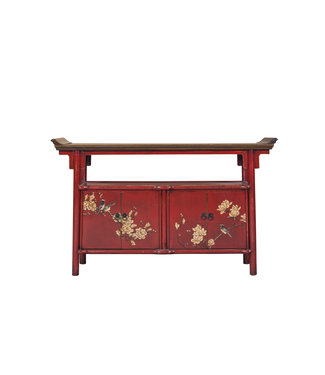 Fine Asianliving Chinese Sideboard Handpainted Red Tibetan Inspired