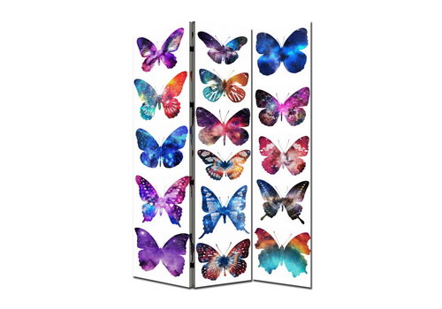 Fine Asianliving Paravent Raumteiler B120xH180cm 3-teilig Schmetterlinge