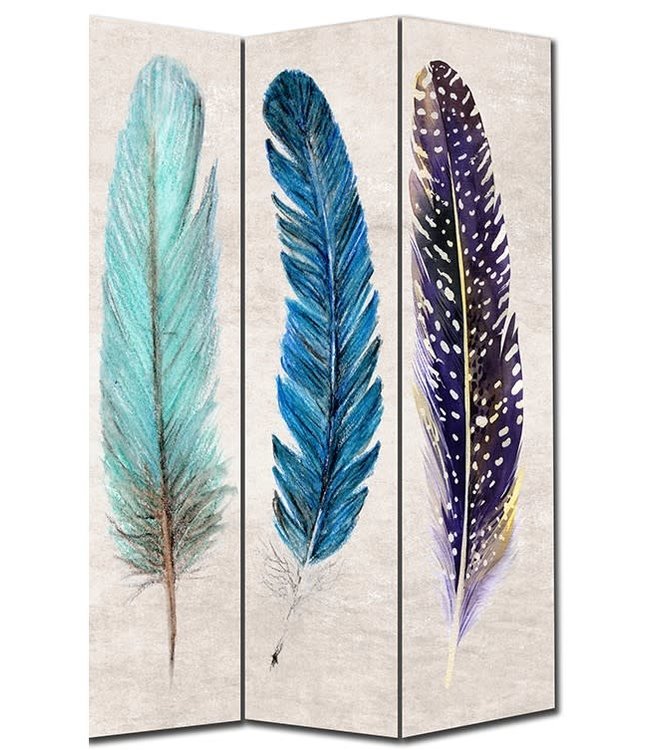 Room Divider Privacy Screen 3 Panels W120xH180cm Feathers