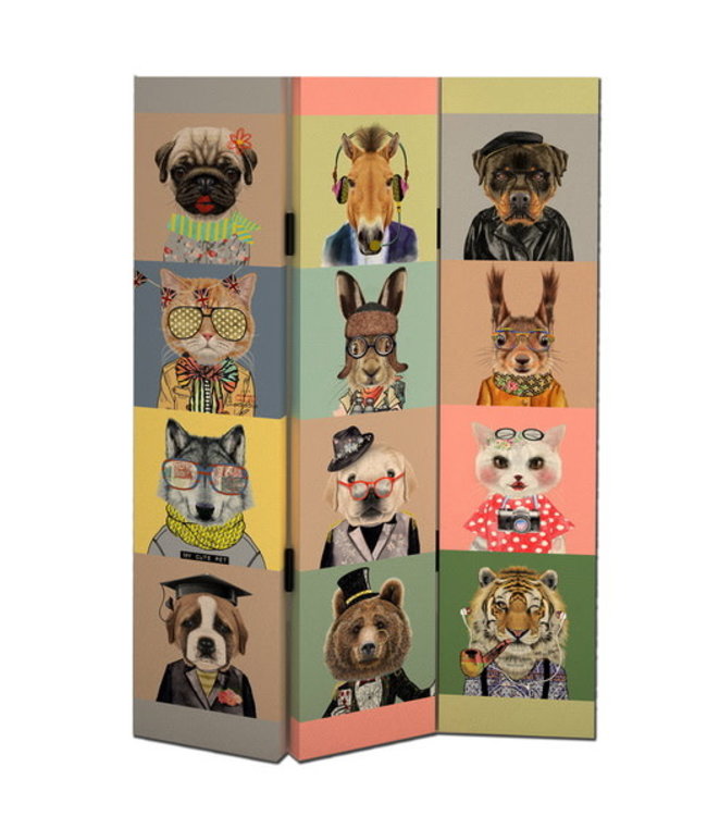 Room Divider Privacy Screen 3 Panels W120xH180cm Animals