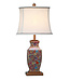 Fine Asianliving Lámpara de Mesa de Porcelana China con Pantalla Pintada a Mano Multicolor An14xP14xAl57cm