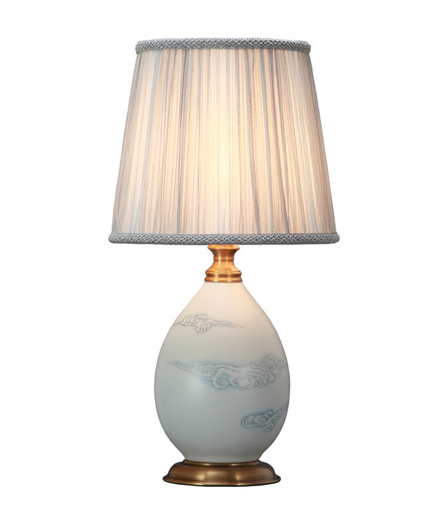 Oriental Table Lamp Porcelain with Lampshade Matte Cloud