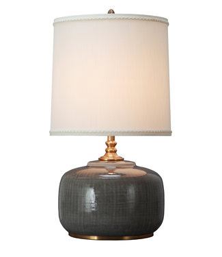 Fine Asianliving Lampada da Tavolo Cinese in Porcellana con Paralume Grigio Scuro L45xP45xA72cm